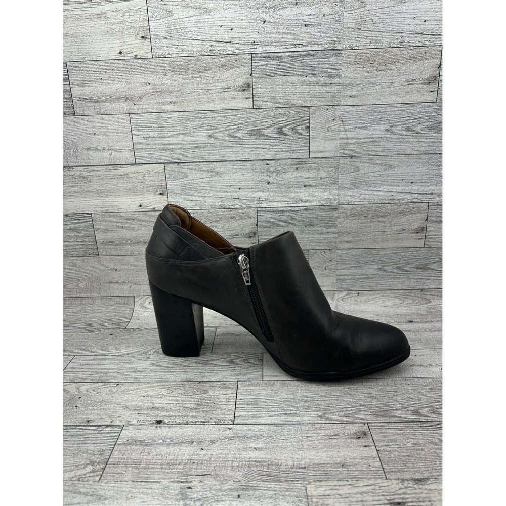 Clarks Women Dark Brown Leather Side Zip Ankle Boots Block Heel Size 10M - Picture 10 of 10